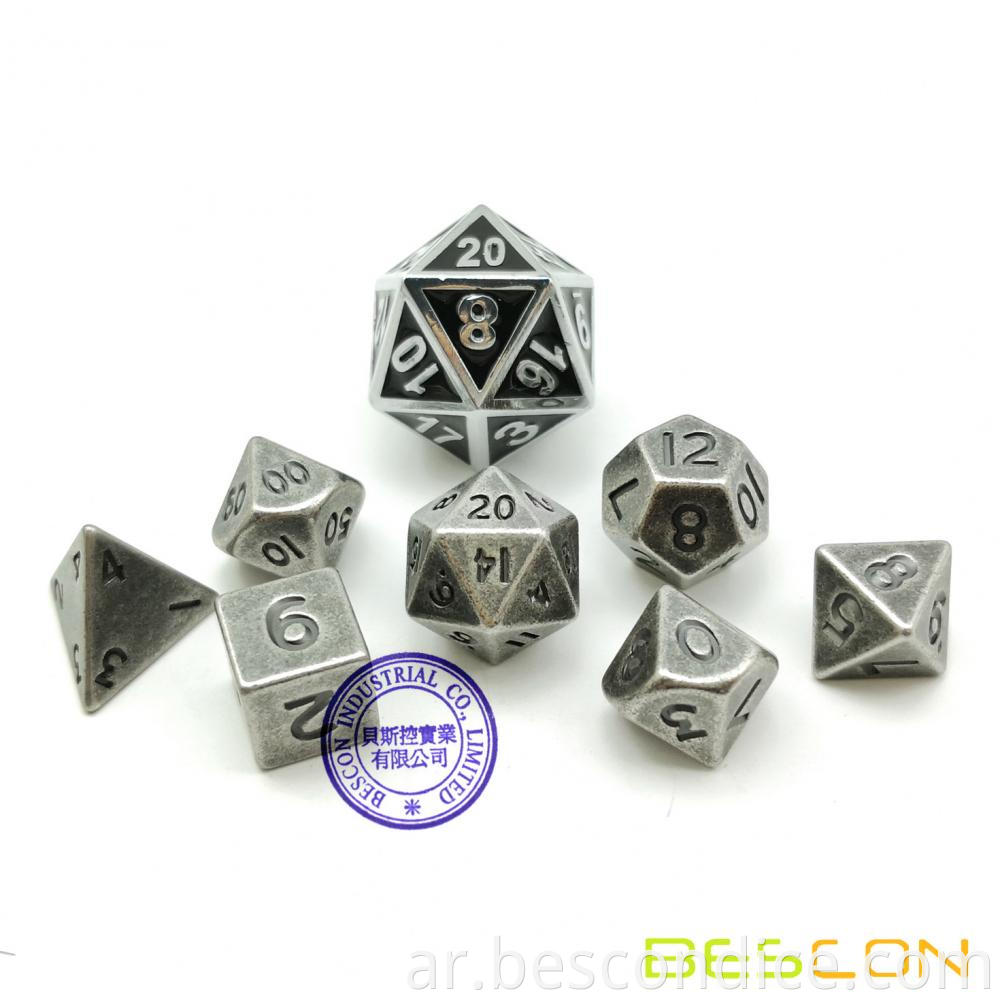 10mm Mini Solid Metal Dice Set Old Nickle 6